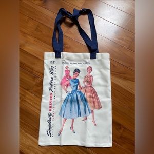 simplicity vintage printed graphic Canvas Tote shoulder Bag 13"x17" New